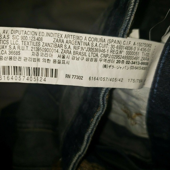 Zara Basic Denim Heritage Z1975 Distressed Straight Jeans Size 10‎ - Picture 9 of 11